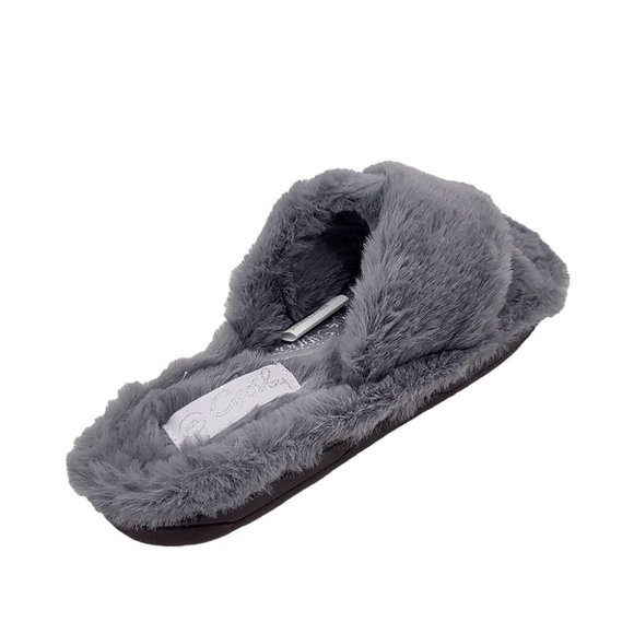 Ladies Shoes Grosby Invisible Crossover Grey Furry Slip on - Picture 5 of 6